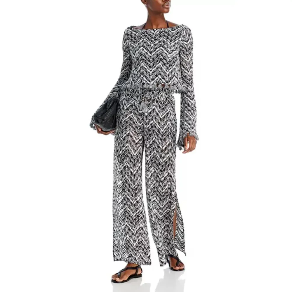 Ramy Brook Taytum Space Dye Chevron Knit Swim Cover Up Pants Size Large - Picture 2 of 12